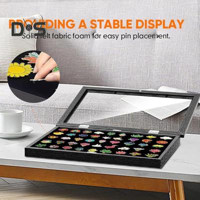 Enamel Pin Display Case Large Capacity Dustproof Easy To Install Tabletop Black Pin Display Board Wall Hanging Enamel Pin Holder
