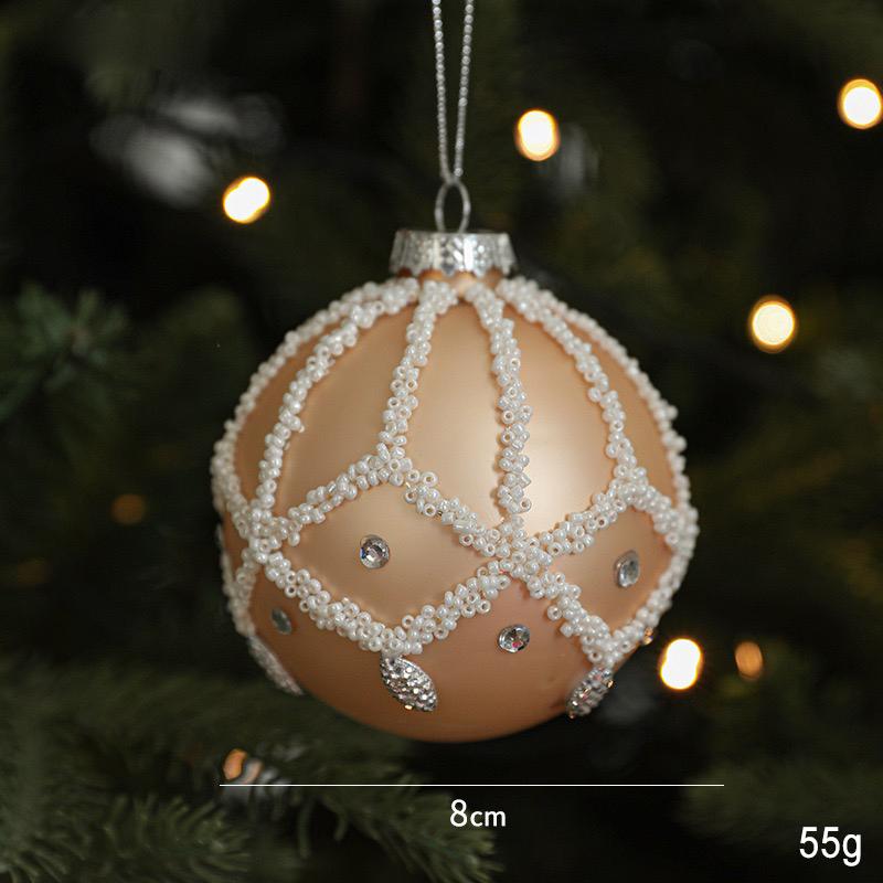 3Pcs Champagne Gold Christmas Balls Elegant Glass Ornaments for Tree Decoration Christmas Baubles Luxury Home Party Winter New
