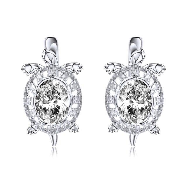 

Серьги из стерлингового серебра 925 пробы, черепаха, животное, прозрачный циркон, милые серьги-клипсы для девочек, женские подарки, аксессуары, ювелирные изделия