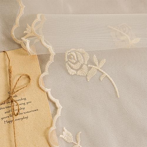 1 Stück NAPEARL Französische Landschaft Blumenstickerei Transparenter Vorhang, Wellen-Spitzen-Durchscheinender Vorhang für Wohnzimmer Schlafzimmer Heimdekoration