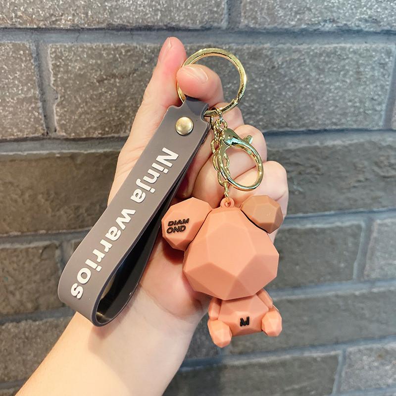 Cute Cartoon Bear Silicone Keychain Creative Bag Pendant Wholesale Key Buckle
