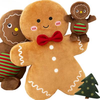 Plush Toy Stuffed Caramel Chocolate Gingerbread Man Cushion Christmas Tree House Bow Ring Decor Xmas Deer