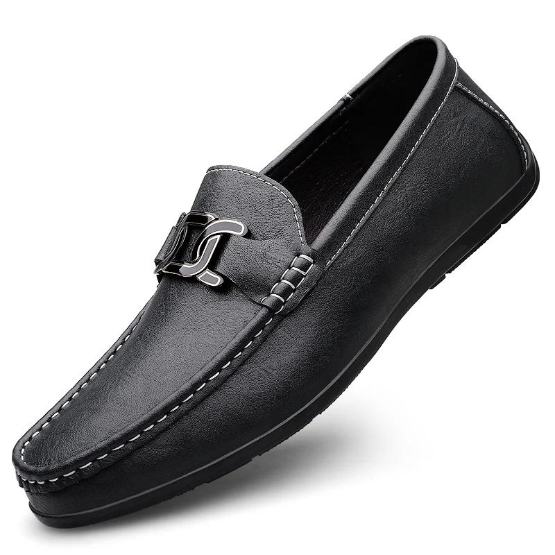 New Men's Business Shoes Italian Style Penny Loafers For Men Handmade Leather Moccasins Driving Shoes Non-Slip Slip On Flats
