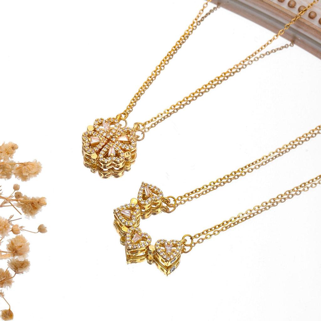 Chic Non-Fading Titanium Steel Necklace for Women with Unique Design and Sparkling Copper Pendant