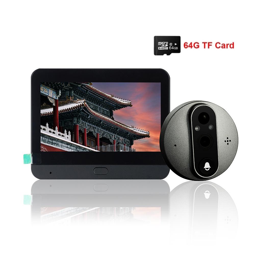 4.3 Inch Smart WiFi Video Doorbell Night Vision Tuya Peephole Camera Human Detection Doorbell WiFi Peephole Door Camera 300PA