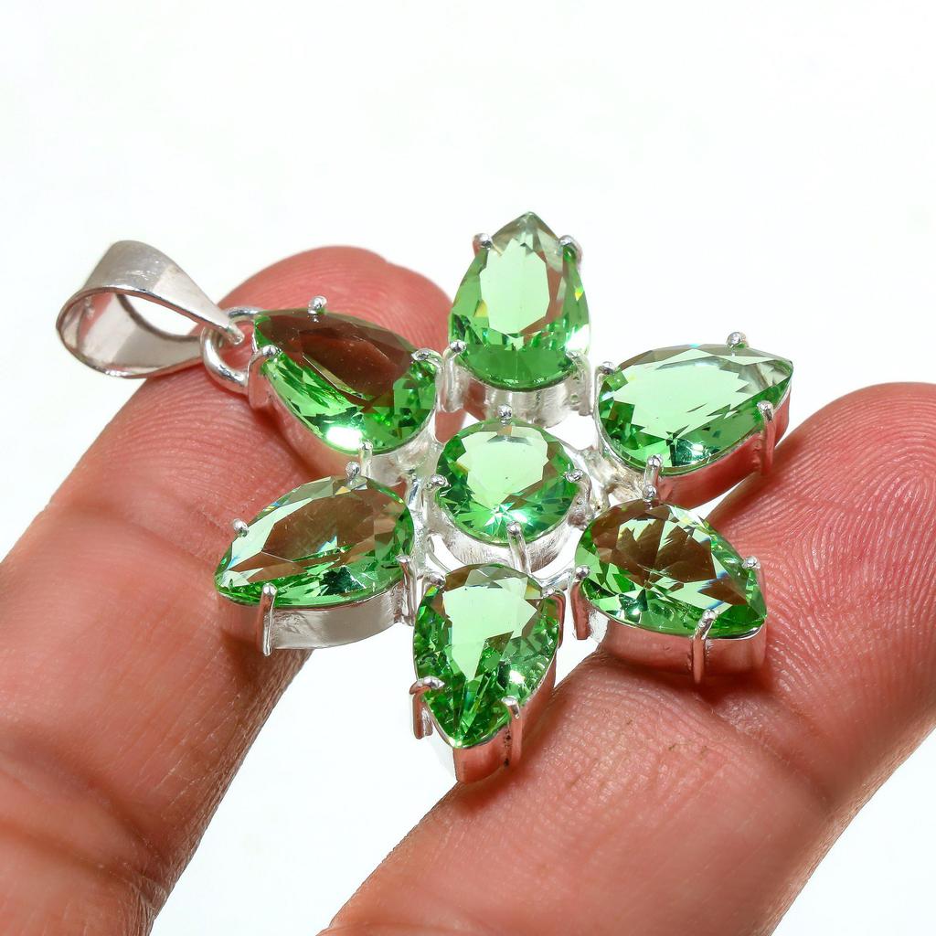 925 Sterlingsilber Grüner Amethyst Edelstein Handgefertigter Anhänger Schmuck Sternanhänger Schmuck Anhänger Schmuck Für Mädchen Frau Kinder