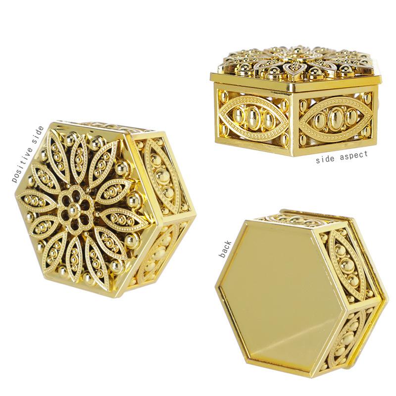 Golden Hexagonal Candy Box Wedding Storage Box Electroplated Wedding Candy Box Exquisite and Not Easily Deformed Party Gift Box