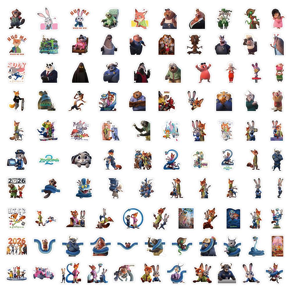 103PCS Disney's Zootopia 2 Stickers Decoration DIY Phone Notebook Suitcase Laptop Fridge Graffiti Cartoon Sticker