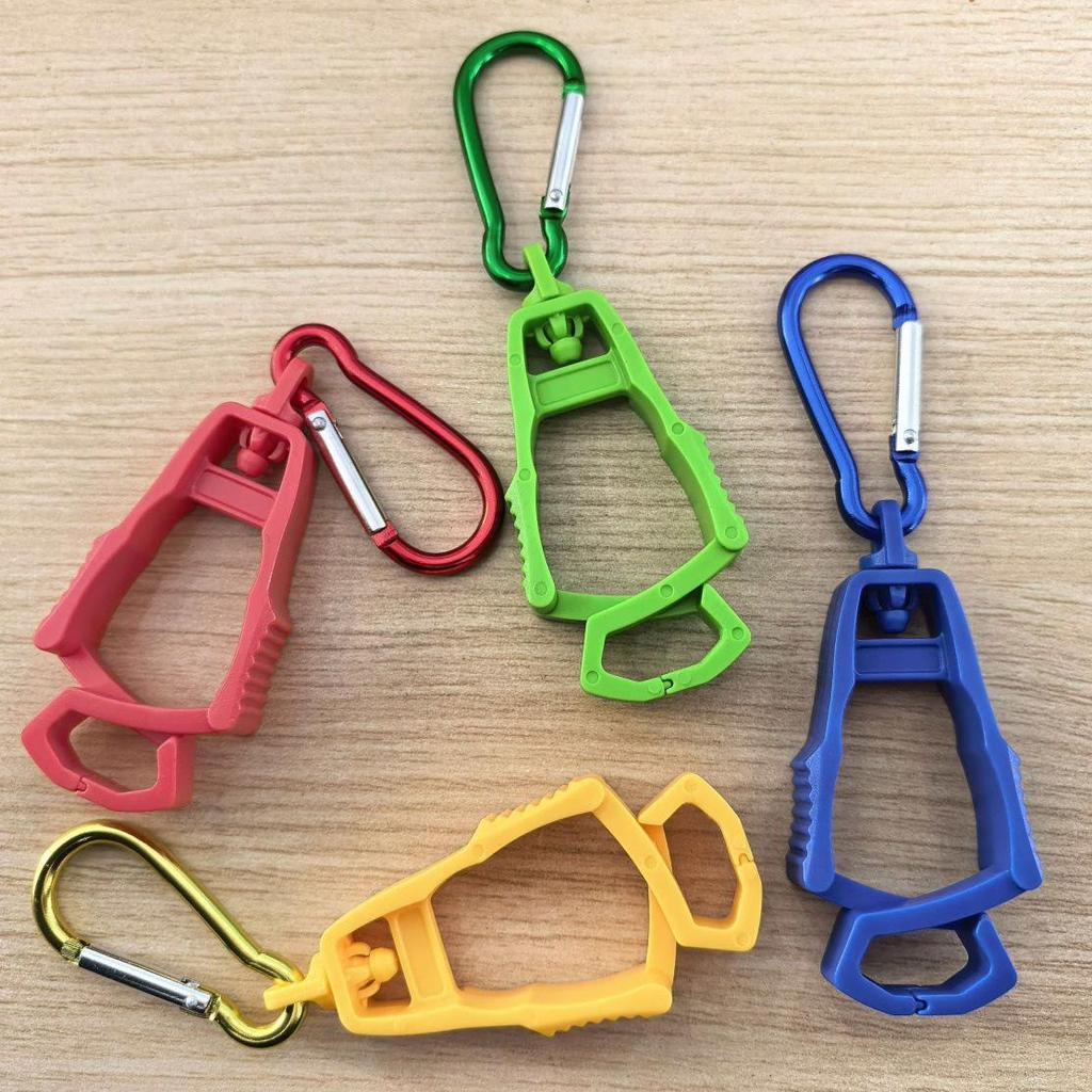 Free Shipping! Labor Protection Glove Clips, Six Colors - Plastic, Anti-Lost with Carabiner Hook & Hat Clip