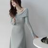 Fashion Knitted Off Shoulder Dress With Long Sleeves For Casual And Party Wear
