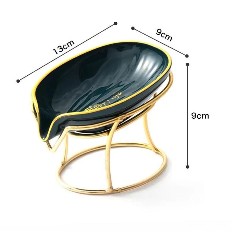 Soap Dish Box Bathroom Shower Soap Holder with Metal Bracket Drain Portable Leaf Shape Toilet Laundry Soap Rack Tray for Basin