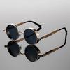 New Fashion Steampunk Metal Shades Original Brand Design Round Decor Sunglasses Chic Vacation Beach Anti UV Sun Glasses