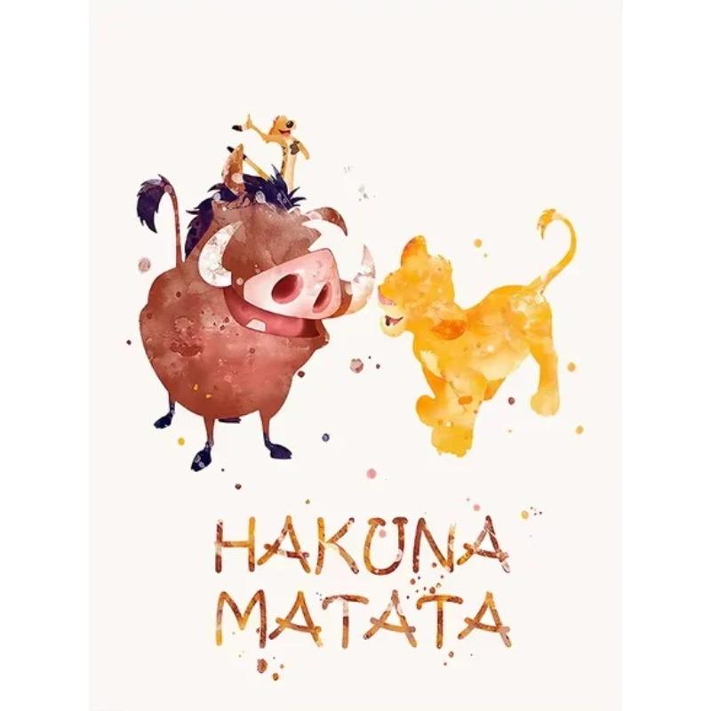 Walt Disney The Lion King Movie Poster Print Watercolor Simba Hakuna Matata Canvas Painting Wall Art Cartoon Animals Home Decor
