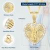 Vnox Virgin Mary Prayer Necklaces For Women Trendy Metal Chain Oval Heart Geometry Pendant Necklace Religious Christ Jewelry