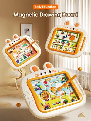 1 Children's Puzzle Magnetic Drawing Board Toy, Color Classification, Maze Challenge, Number Recognition, Logic Exercise Toy