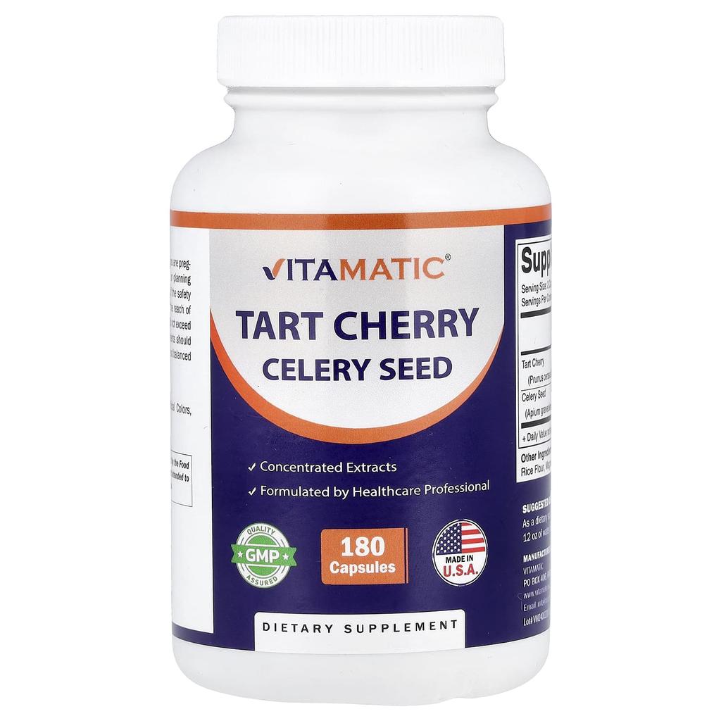 Vitamatic Tart Cherry Celery Seed, 180 Capsules