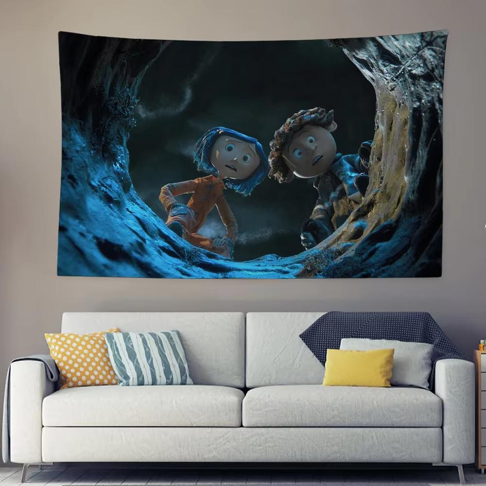 

Coraline Film Cartoon Aesthetic Wall Hanging Tapestry Funny Cool Bedroom Decor Background Hanging Cloth for Room 74x94cm(29x37in)