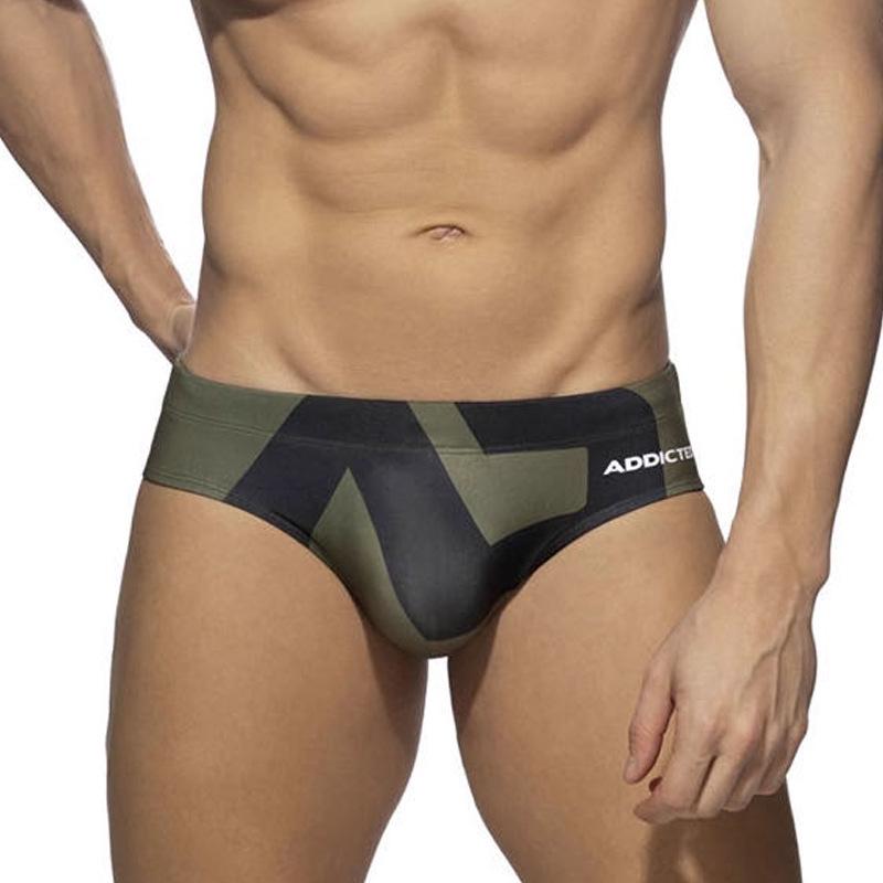 

Стильные мужские нейлоновые плавки с сексуальным принтом на шнуровке L