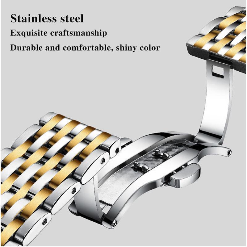 Personalizovaný design Pruhovaný ciferník Luxusní pánské hodinky Zlatý ocelový řemínek Vodotěsný kalendář Luminous Clock Pánské sportovní hodinky Chlapecké Hodinky pro volný čas