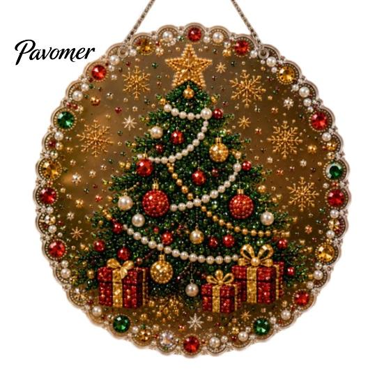 Santa Claus Reindeer Garland Ornaments Christmas Faux Pearl Painting Hanging Ornament Kit, DIY 3D Beads Crafting Kits for Adults Kids Art Craft,