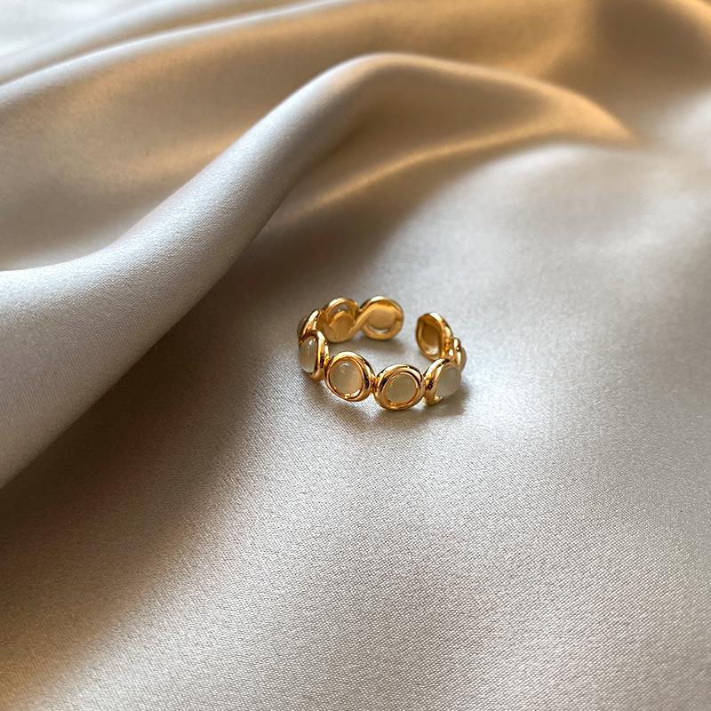 

Французское золото Камень кошачий глаз Открытое кольцо: Женские роскошные, стильные, высококлассные универсальные модные украшения.