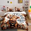 Highland Cow Floral Bedding Set Bedding Duvet Cover Set Duvet Cover Pillowcases (1 * Duvet Cover 2 * Pillowcases, without duvet insert)
