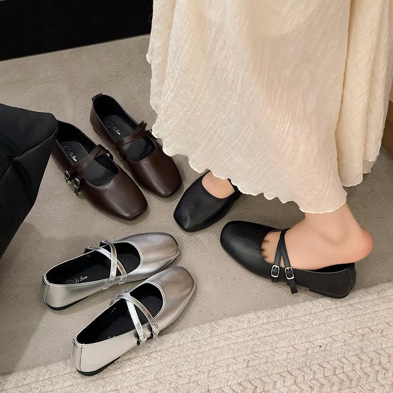 New Square Toe Comfortable Casual and Versatile Spring and Summer Flat Shoes Elegant and Fashionable Retro Women's Shoes