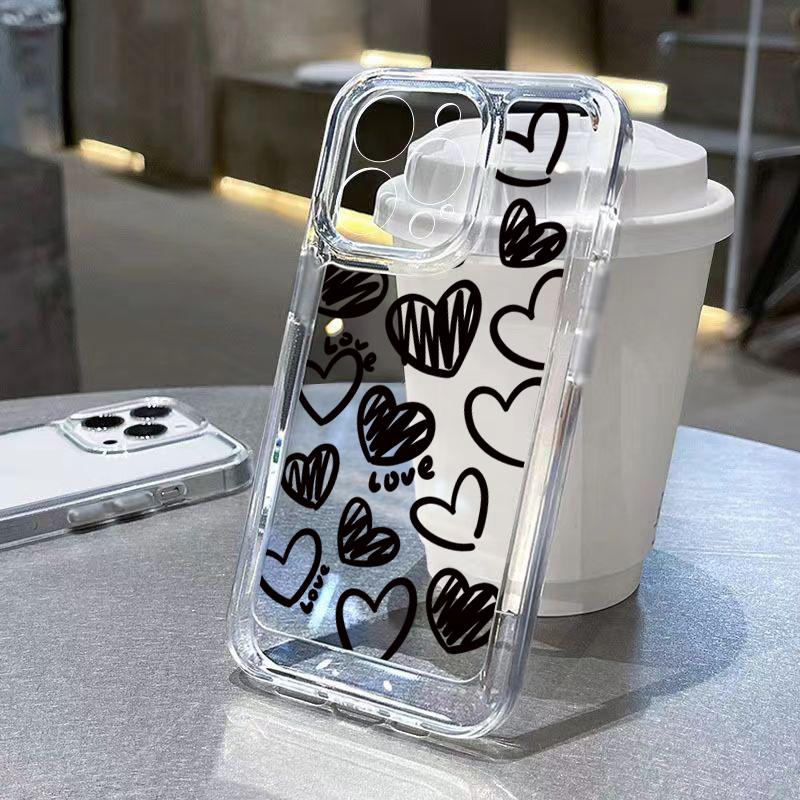 Transparent White Love Love Case For Samsung Galaxy S26 S25 S24 Ultra S23 FE S22 Plus S21 A56 A53 A34 A54 A35 A55 A16 Soft Cover