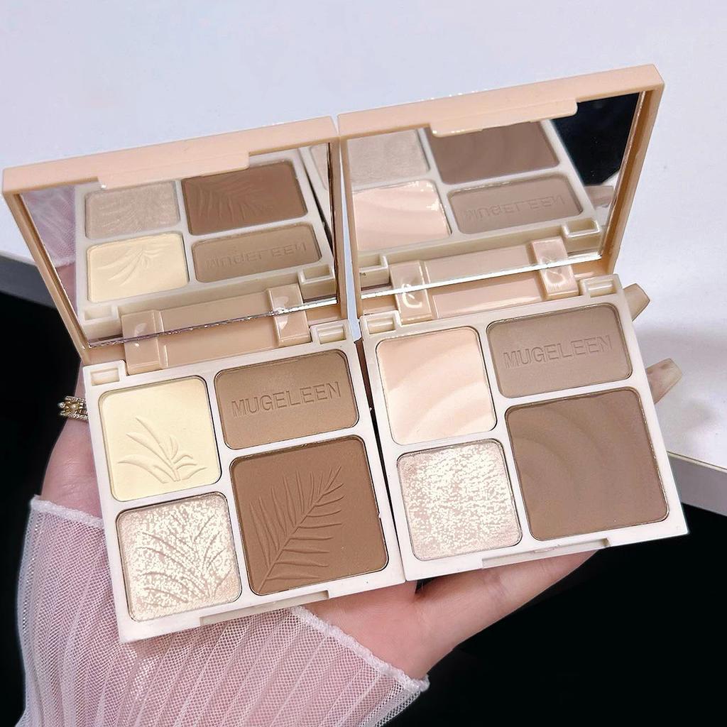 4-barevný bronzer Highlight Contour Paletka stínování obličeje Půdní péče o obličej Konturovací make-up na obličej Kosmetika s vysokým leskem