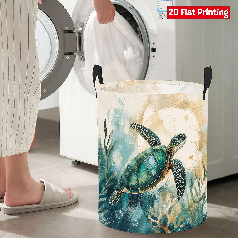 Collapsible Laundry Basket Large Round Waterproof Fabric Hamper Dirty Clothes Storage Bin Toy Organizer with Handles
