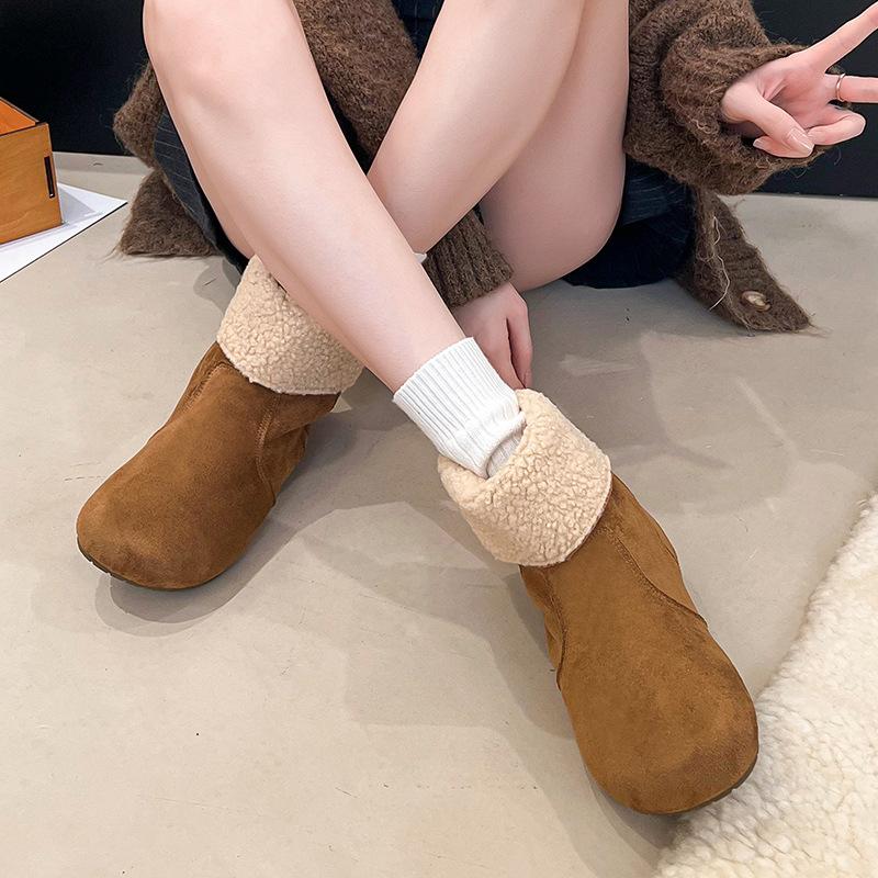 Women's thick-soled medium mid-calf winter lightweight warm anti-cold padded snow boots non-slip wear casual sneakers Martin cotton boots