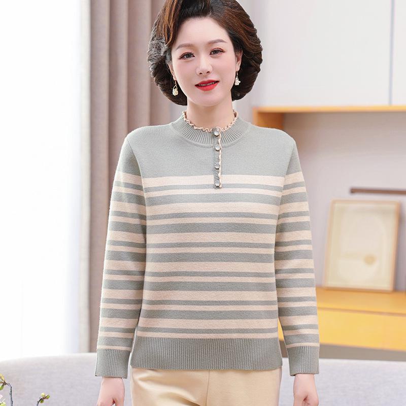 Mom's Winter 2024 Fleece-Lined Fashionable One-Piece Sweater for Middle-Aged & Elderly Women