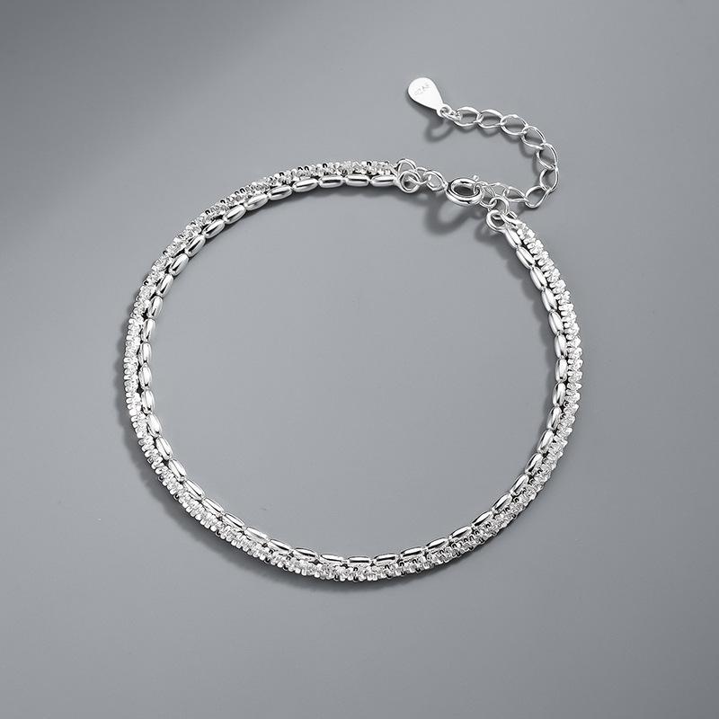 925 Silver Hollow Heart Bracelets For Women Girls Vintage Korean Design Double Layer Beads Bracelet Party Jewelry Gifts