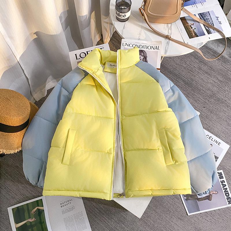 Down Cotton Clothes Women's New Winter Thickened Couple Cotton-padded Clothes Color Matching Bread Clothes