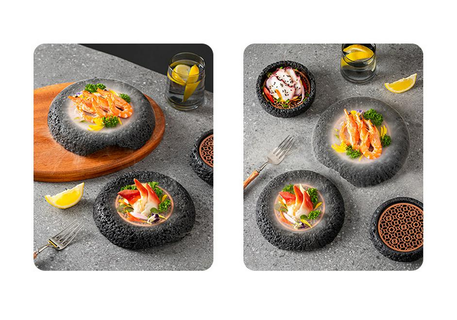 Specialty Meteorite Ball Plate - Japanese Style Creative Tableware with Dry Ice Effect