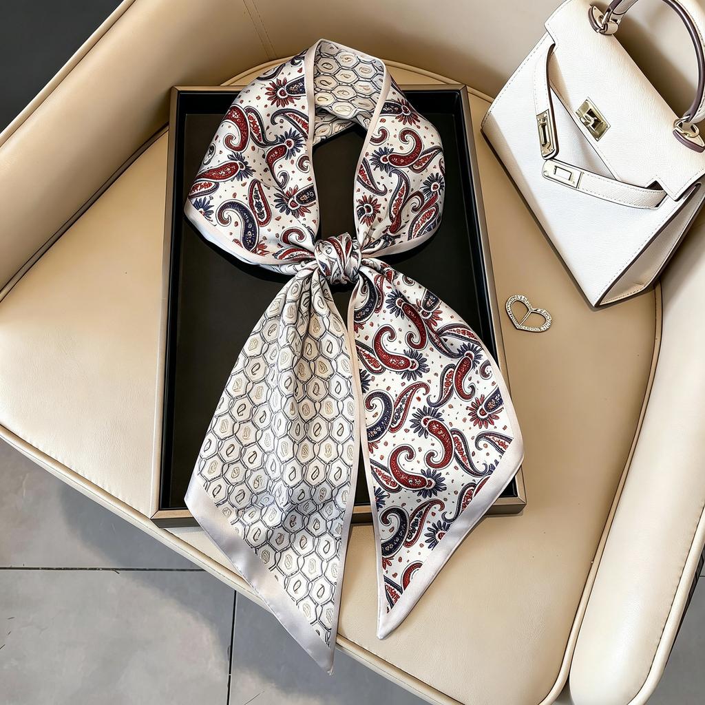 Art French Polka Dot Long Silk Scarf Femininity Versatile High Sense Spring and Autumn New with Shirt Scarf Belt