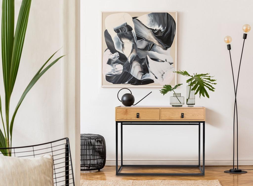 Console Cabinet with Drawers Abbot Black Oak