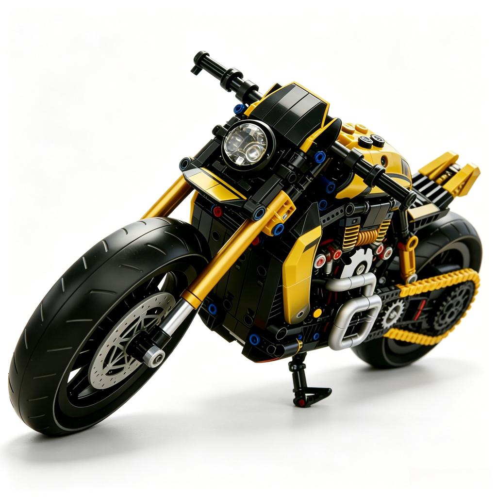 Mechanical Superbike Construction Blocks Ornament, Detailed Engine Motorcycle Model Home Desk Display Ornament
