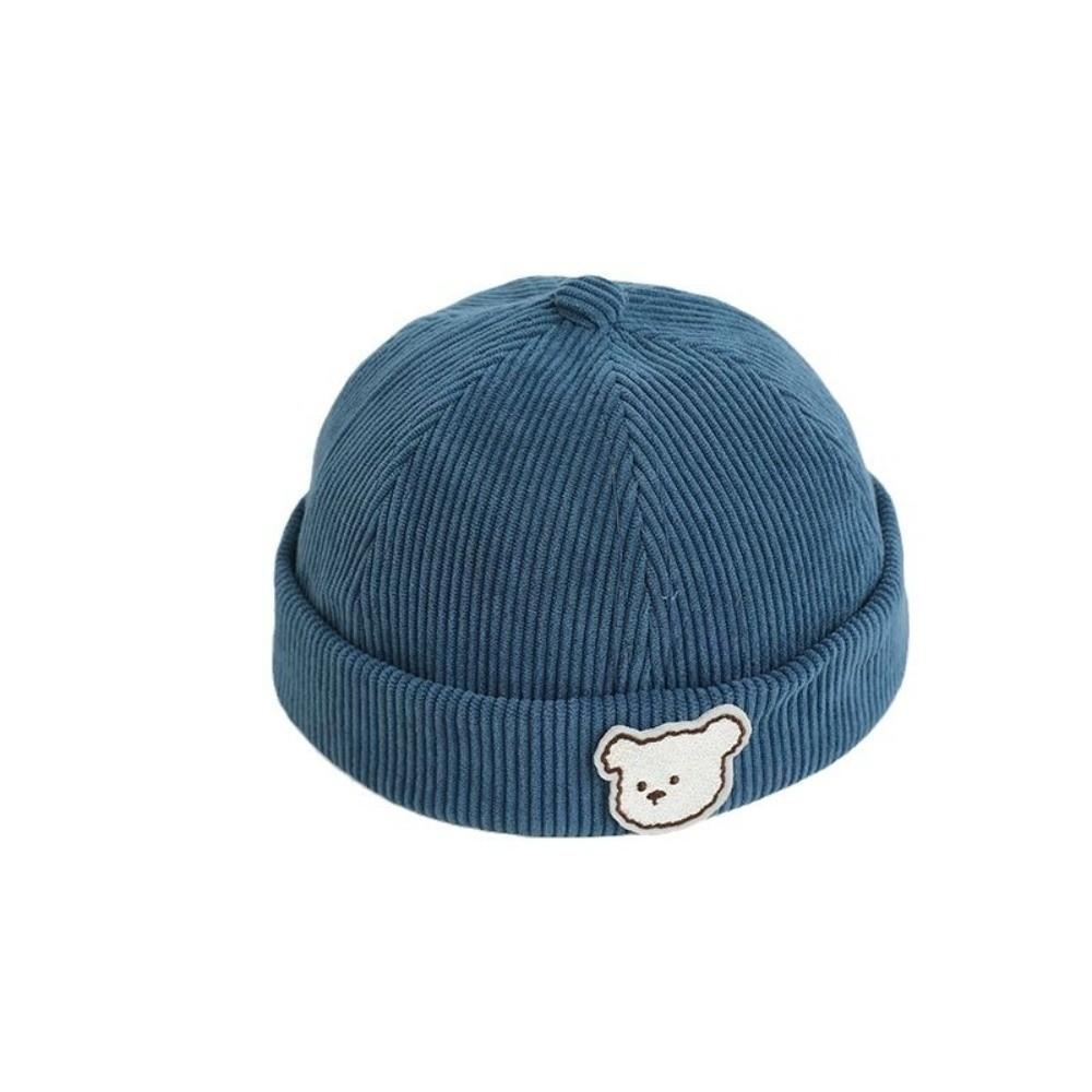 Cartoon Bear Brimless Hat Solid Color Kids Cap Korean Style Dome Beanie Autumn Winter