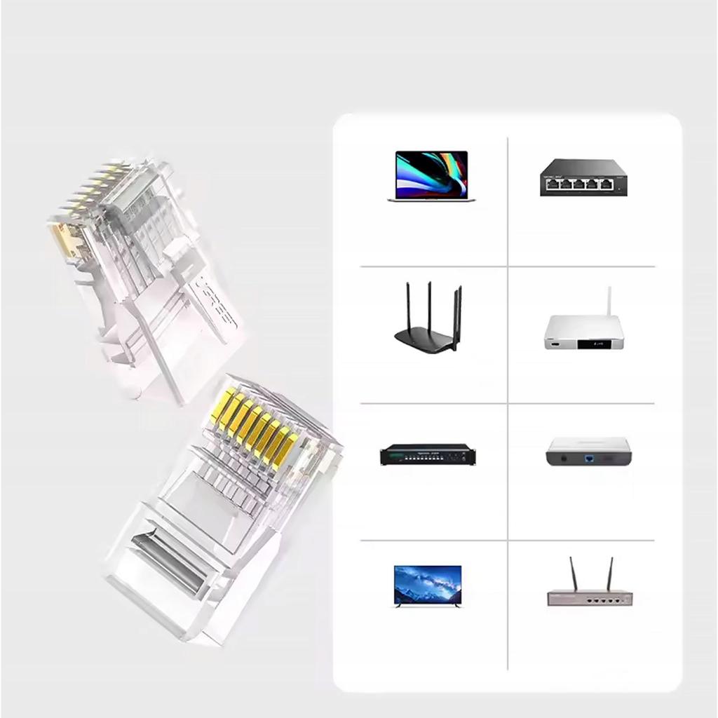 Rosfix Wtyki RJ45 5e PureCopper – Wtyki Sieciowe UTP | 100 Szt. | Kategoria 5e | 8P8C | Czysta Miedź | Do LAN i Patch Paneli