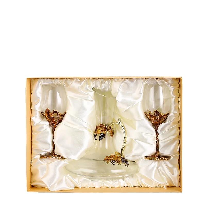 350ml Creative Crystal Glass Wine Glass Decanter Set European High-footed Cocktail Wine Glass Set Gift Box Wine Set Wedding Gift