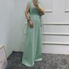 Muslim Long Dress Women Abaya Dubai Arab Fashion O-Neck Sleeveless Ramadan Turkey Abayas Islamic Clothing