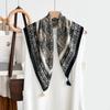 New temperament retro plaid printing scarf imitation cashmere fringed pendant square scarf high-end women's hanging spike silk scarf
