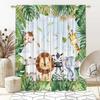 Cartoon Animal Curtain For Kids Boys Girl Forest Lion Elephant Monkey Zebra Jungle Zoo Art Print Window Drapes Blackout Curtains