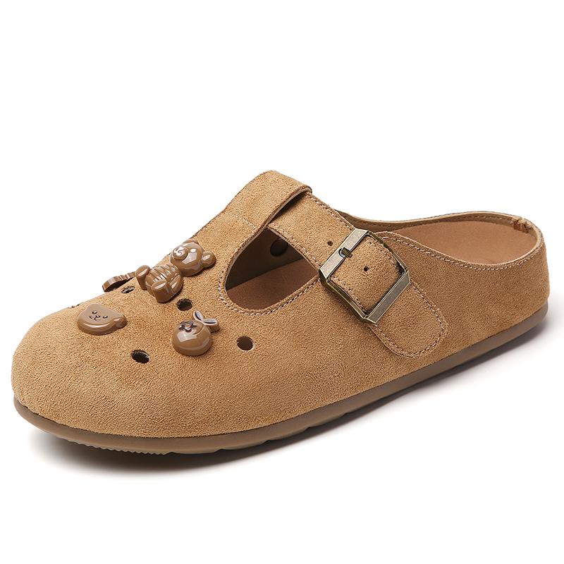 

2025 Замшевые женские тапочки-клоги DIY Пробковая стелька Пляжные тапочки Пробковые Нескользящие Женские тапочки-клоги с поддержкой свода стопы 38 коричневый