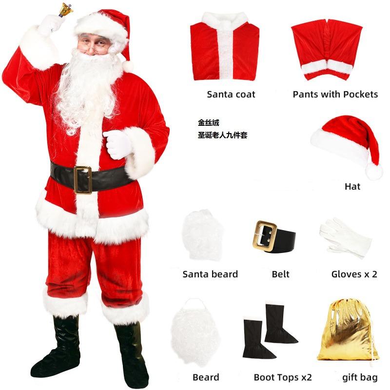 Christmas Costume Clothes Santa Claus Grinch Green Hair Grinch Performance Costume