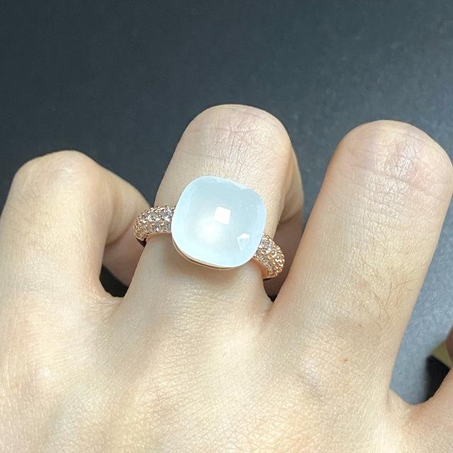 

12.6x6 мм классическое кольцо в стиле конфет, кольцо с плоским натуральным розовым кристаллом из циркония для женщин, свадебная вечеринка, модные ювелирные изделия, подарок 8 золотой