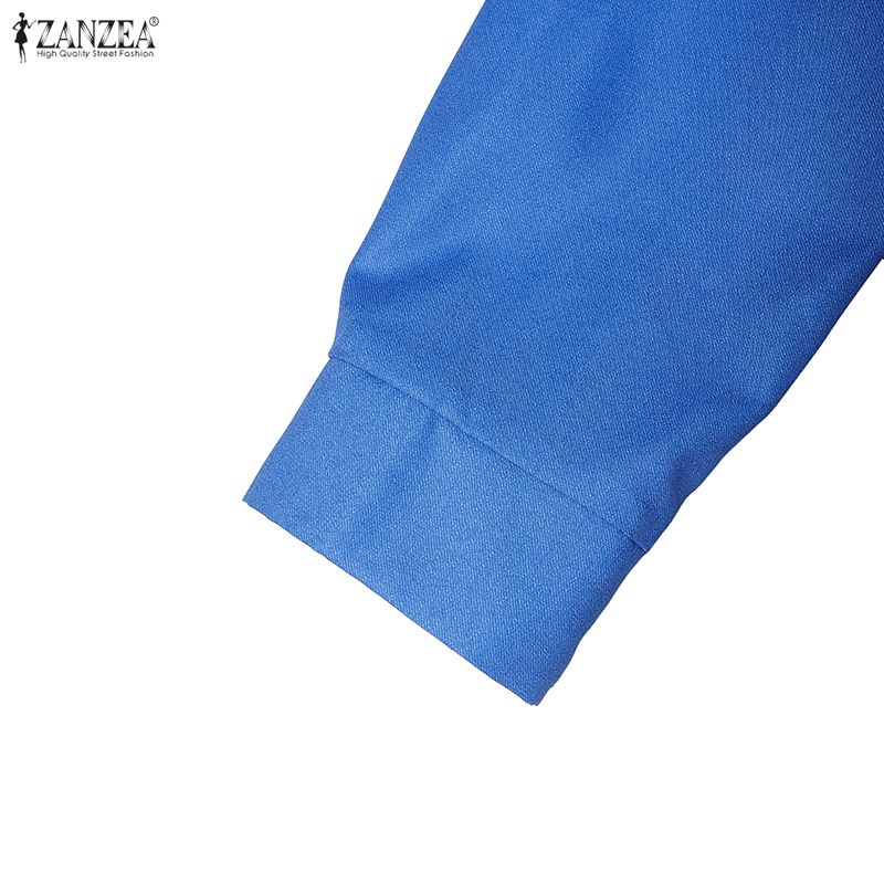 ZANZEA Women Casual Turn Down Collar Long Sleeve Loose Print Shirt Dress