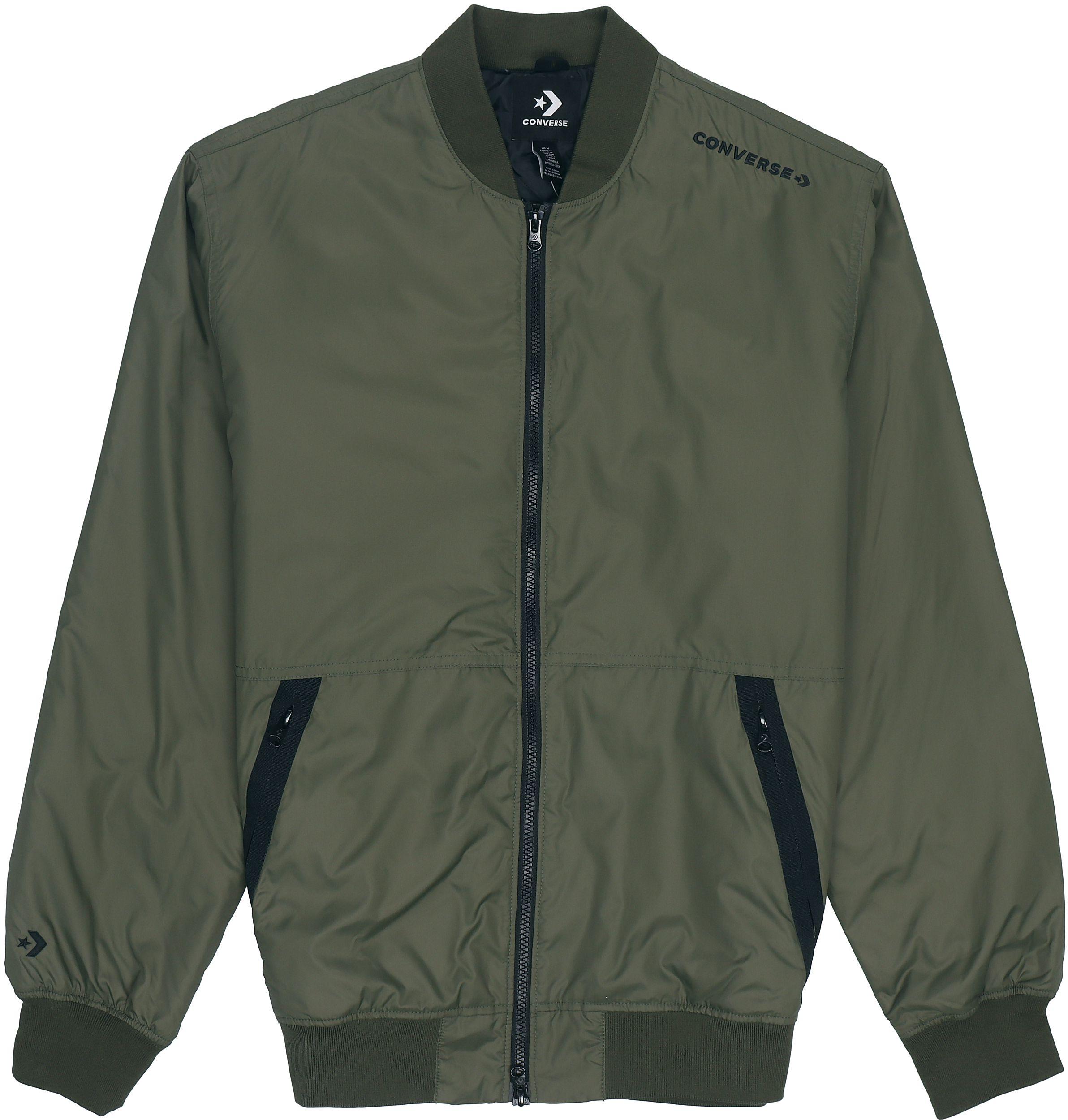 Converse Jackets Men s Green Baseball Collar Moderate 10018368-A02 S