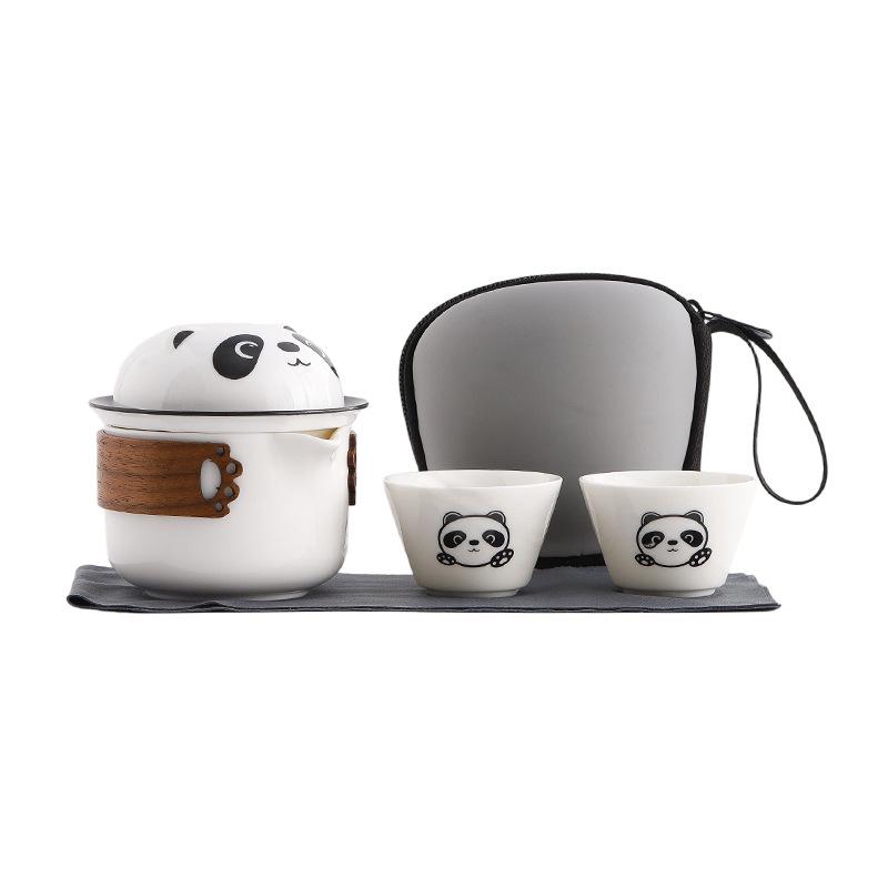 Going out express cup portable travel tea set outdoor portable camping teapot one pot two cups ceramic gift